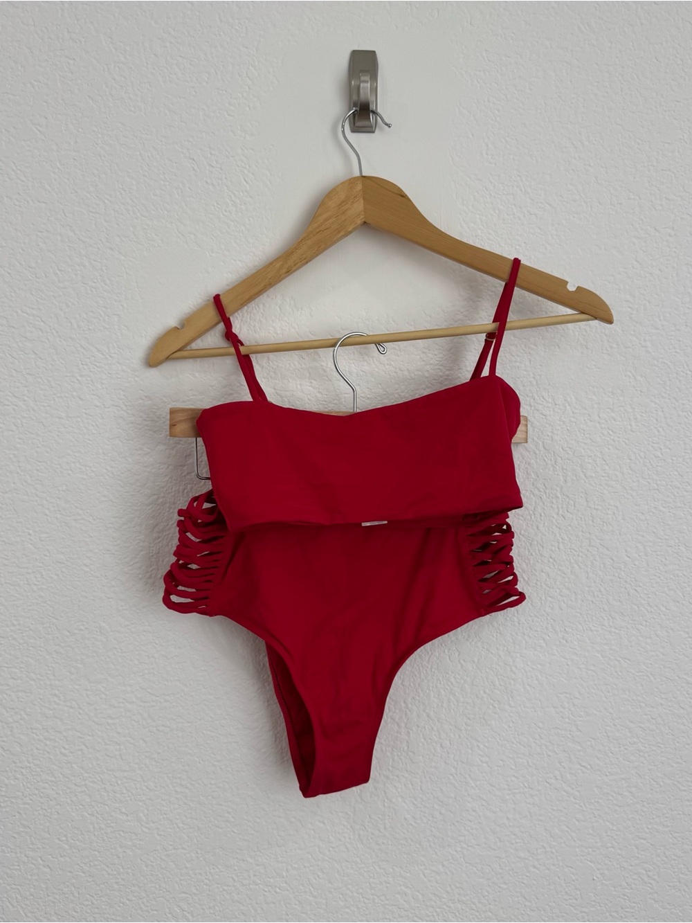 l*space Vibrant Red Swimwear Top and Bottom High Waisted